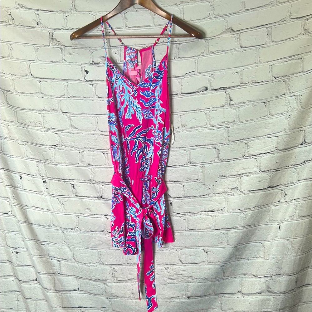 Lilly Pulitzer Pink & Blue Sea Life Print Short Romper Size XX-Small